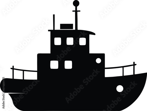 tugboat icon black silhouette vector illustration on transparent background
