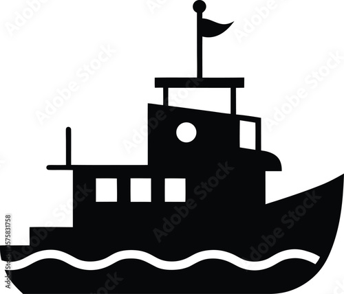 tugboat icon black silhouette vector illustration on transparent background
