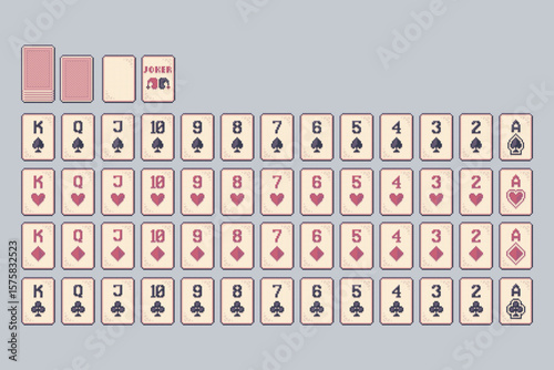 card game collection set in pixel art style