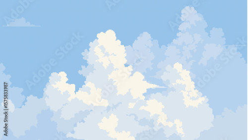 blue sky cloud view landscape in pixel art style