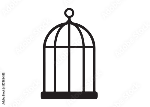 bird in a cage logo design silhouette vectors illustration, bird in a cage silhouette vector logo, silhouette birdcage vector logo, vintage black birdcage logo silhouettes vector on a white background