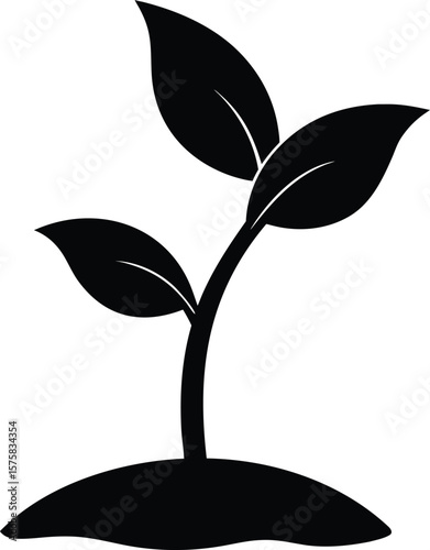 plant sprout icon black silhouette vector illustration on transparent background
