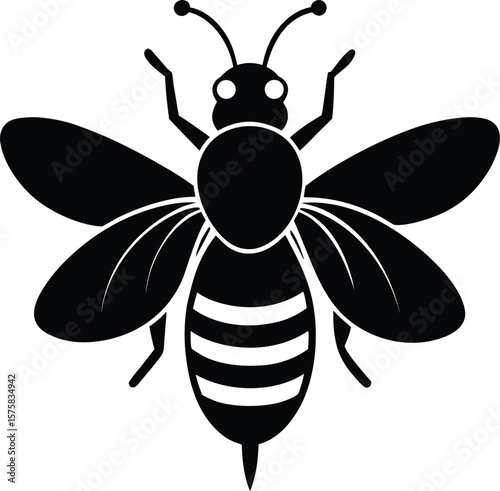 bee icon black silhouette vector illustration on transparent background
