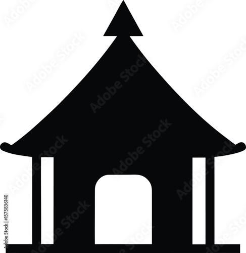 hut icon black silhouette vector illustration on transparent background
