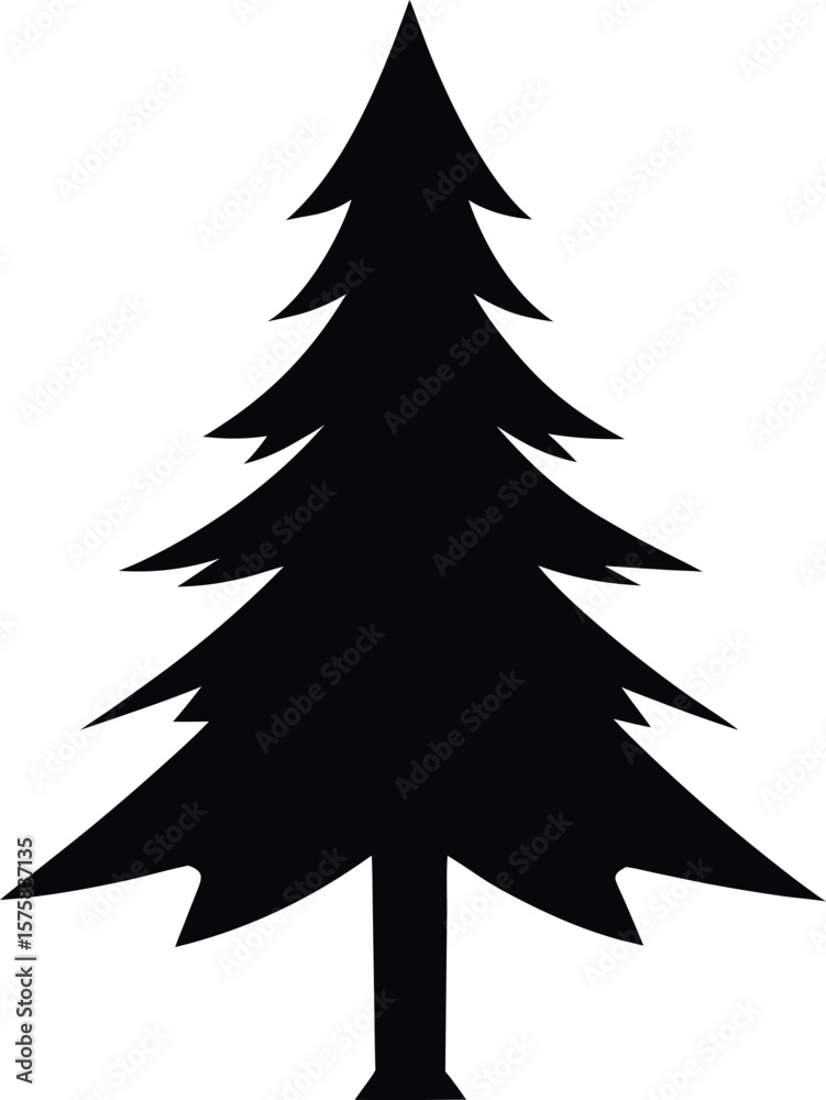 Obraz premium pine tree icon black silhouette vector illustration on transparent background 