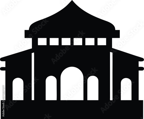theater building icon black silhouette vector illustration on transparent background
