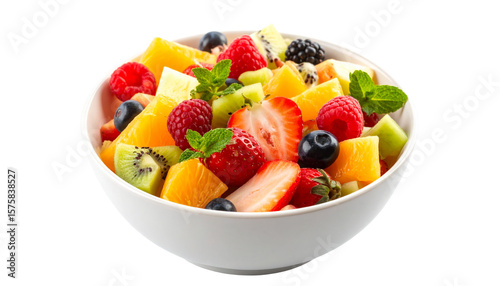 Pices of mix fruits on bowl isolated on transparent background. Png