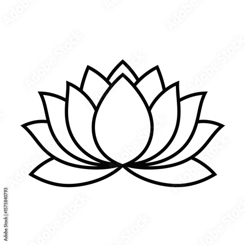 Simple black and white lotus flower line drawing art silhouette