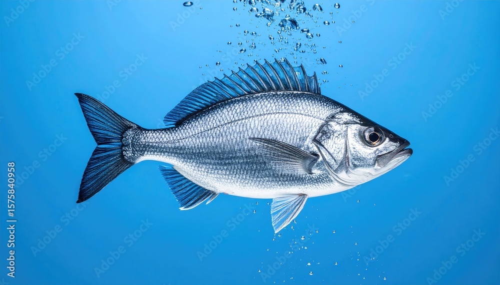 Naklejka premium Fish underwater with bubbles