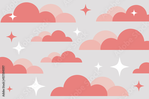 Pink clouds and stars offer a dreamy and celestial backdrop for creative projects, adding a touch of fantasy and tranquility.