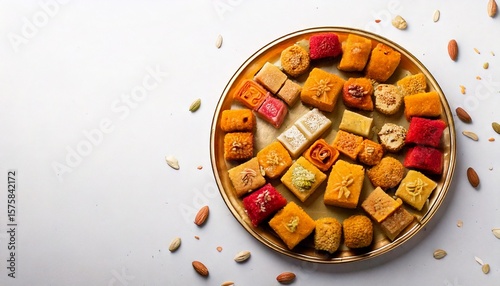 top view of assorted indian sweets
