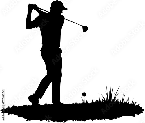 golf, golfer man  swing,  ball, sport vector 