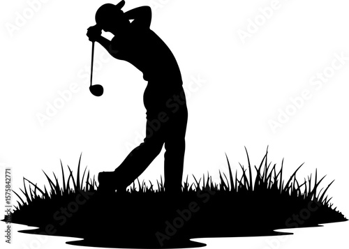 golf, golfer man  swing,  ball, sport vector 