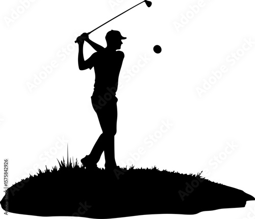 golf, golfer man  swing,  ball, sport vector 