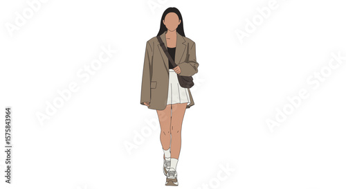 Trendy illustration of Korean street fashion for fashion brands and youth culture marketing