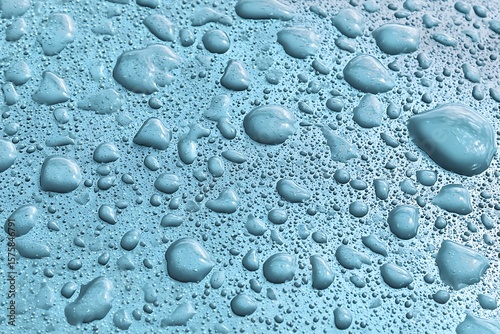 Aqua Water Droplets on Smooth Surface, Close-Up Texture