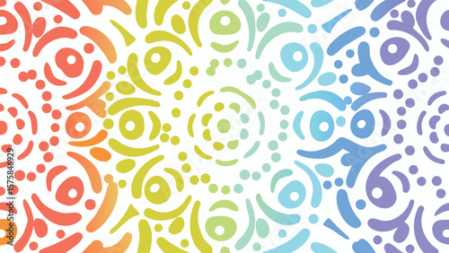 Abstract colorful pattern with circular motifs and gradient transitions on white background design