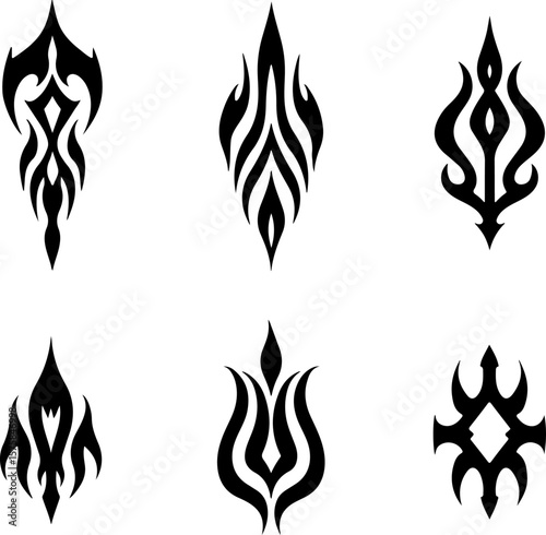 Indian tribal, tattoo, blade, sword, dagger, flame, abstract art bundle