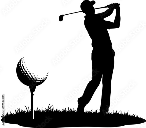 Golfer's Powerful Drive  vector graphics 