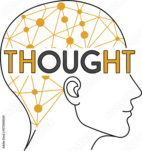 thought concept with brain network design