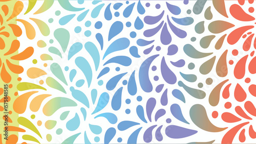 Colorful background with teardrop shapes in a gradient pattern on a white backdrop design element