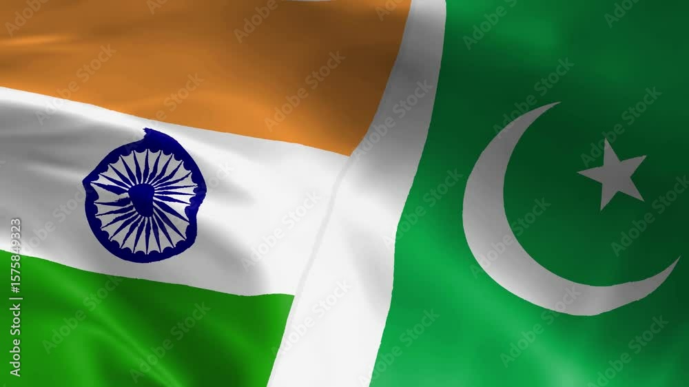 pakistan and india flag waving footage
