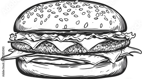 Delicious Hand Drawn Burger Illustration Sketch