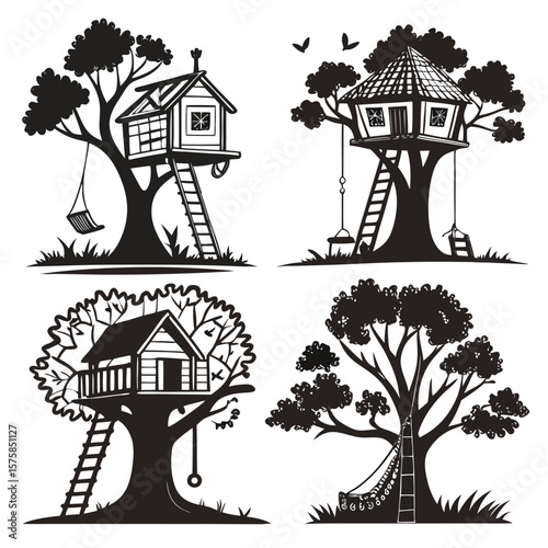 Charming Treehouse Illustrations Designs for Kids' Playhouses