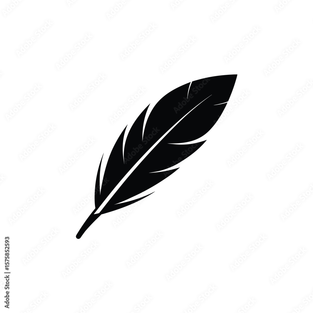 Obraz premium Elegant white feather quill with black ink, perfect for calligraphy and writing, isolated on a clean background