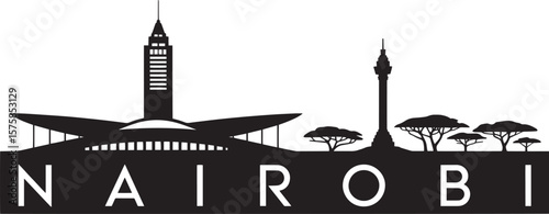 Nairobi skyline with iconic buildings and acacia trees city architecture