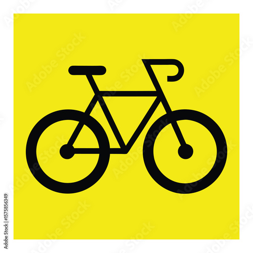 Black Bicycle Icon on Yellow Background Transportation Recreation and Environmental Symbolism