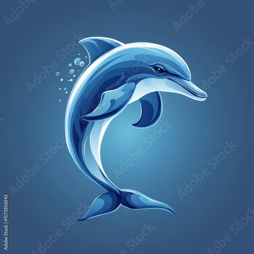 Wallpaper Mural Dolphin swimming gracefully in blue ocean waters under serene conditions Torontodigital.ca