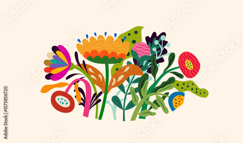 Beautiful romantic flower collection with roses, leaves, floral bouquets, flower compositions.	