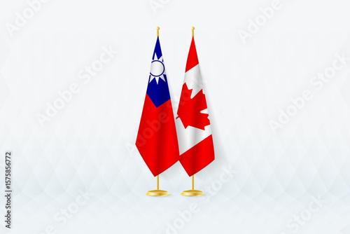 Taiwan and Canada Flags Side by Side, Symbol of International Partnership.
