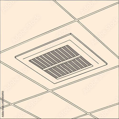 HVAC ceiling diffuser in modern office interior design  