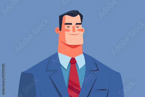 man in a blue business suit with a red tie. vector illustration