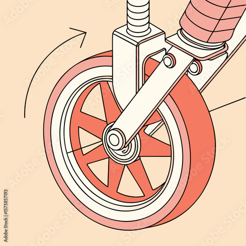 Scooter caster wheel with smart design and function in action  