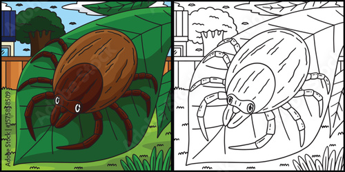 Insect Tick Animal Colored Cartoon Illustration 