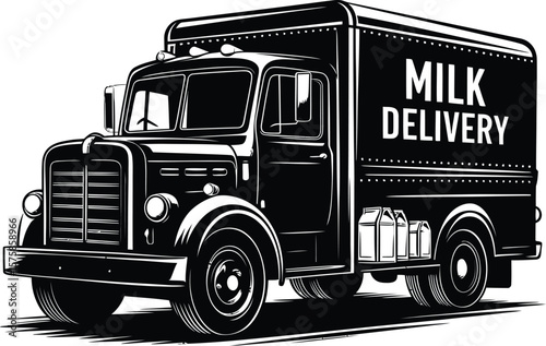 Milk delivery vehicle vector. Supplir van.