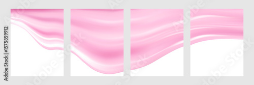 Liquid pink vector dripping ice cream texture.Glossy sugary flow drip.