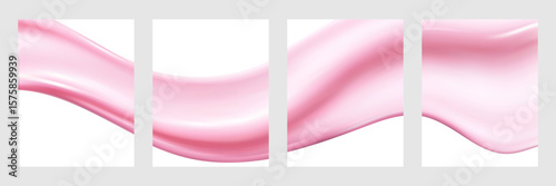 Liquid pink vector dripping ice cream texture.Glossy sugary flow drip.