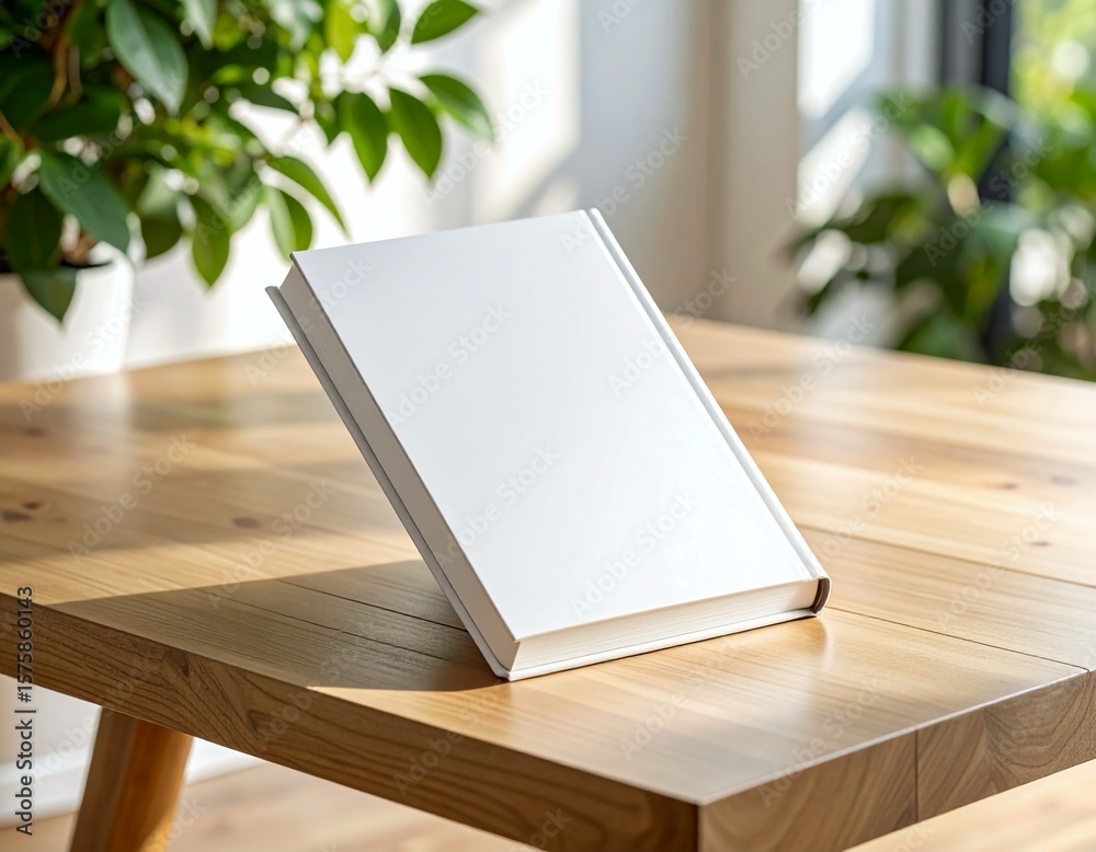 Fototapeta premium Mockup of an empty white cover book, natural light, copy space