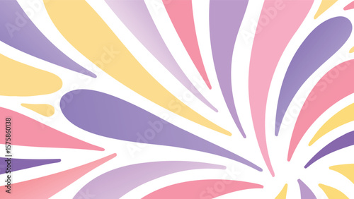 Abstract pastel colored rays emanating from a central point on a white background design element