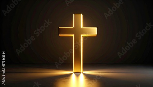 Gold cross on dark background