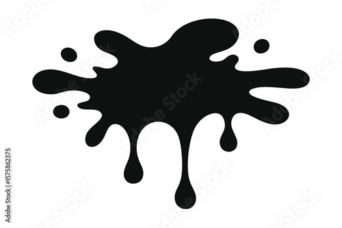 Abstract Black Ink Splotch Dripping, Splashed Design Element Ai Generated