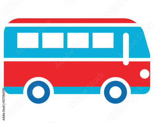 Retro Red and Blue Bus Illustration Vintage Vehicle Design Ai Generated