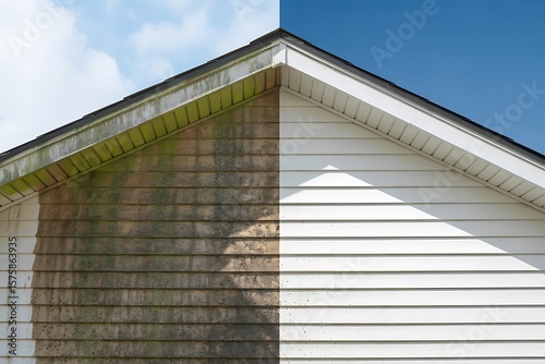 Dirty and Clean House Siding Comparison moss algae