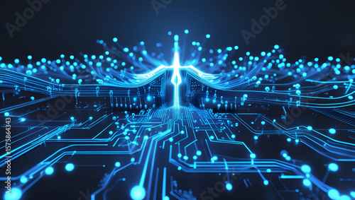 Neon Blueprint Futuristic Circuit in Blue