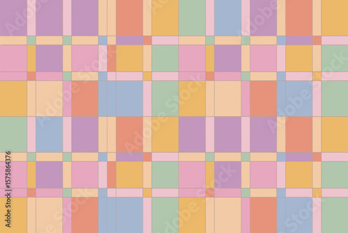 A pastel colored checkered pattern with intersecting lines and soft hues creating a modern abstract geometric design.