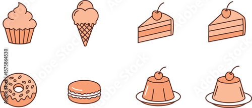 Dessert and Sweet Treats Icon Set